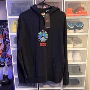 Levi's Black Hoodie with Colorful Peace Emblem